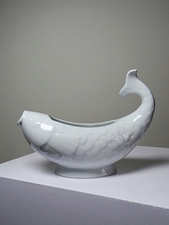 Image 1 of White porcelain fish-shaped gravy boat, Ocean France, 1970s-1980s