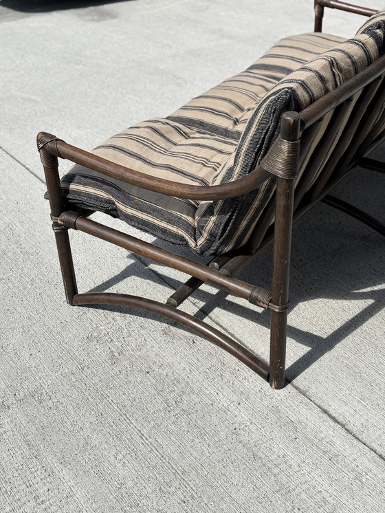 Image 1 of Vintage 3-seater bamboo sofa - new cushions - boho / safari style