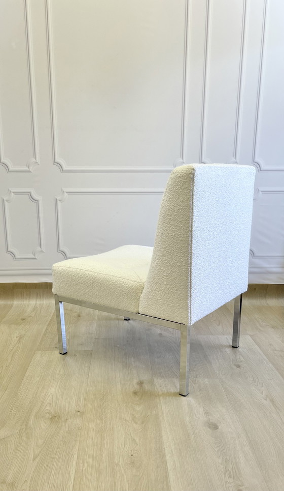 Image 1 of Coppia di poltrone lounge vintage in bouclé bianco – design anni '70