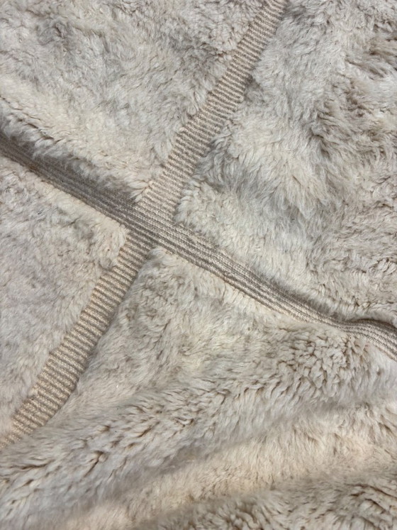 Image 1 of  Moroccan Rug Beni Ouarain Rug Made to Order Handmade Wool Rug Ivory White Shaggy Berber Rug Minimalist Boho Living Room Rug