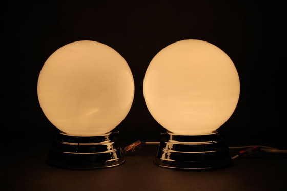 Image 1 of 1940 Paar Art Deco Plafond- of Wandlampen, Tsjecho-Slowakije