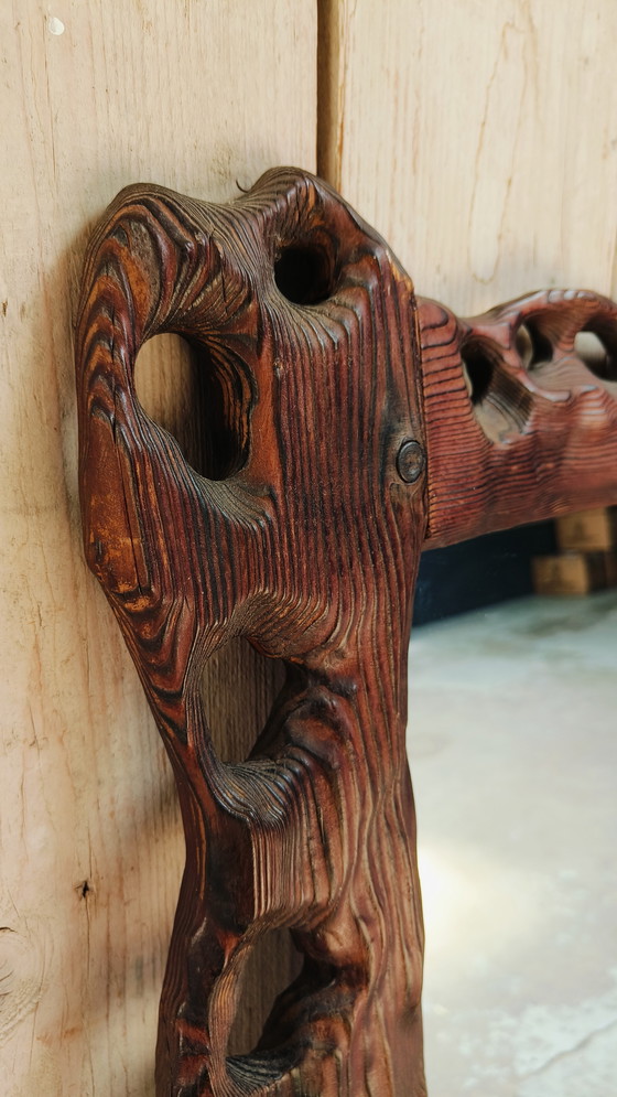 Image 1 of Brutalist vintage hand gesneden Zwarte woud spiegel