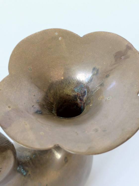 Image 1 of 1960s Midcentury Style Brass Bird Candleholder or Bud Vase, Modern Rustic Accent