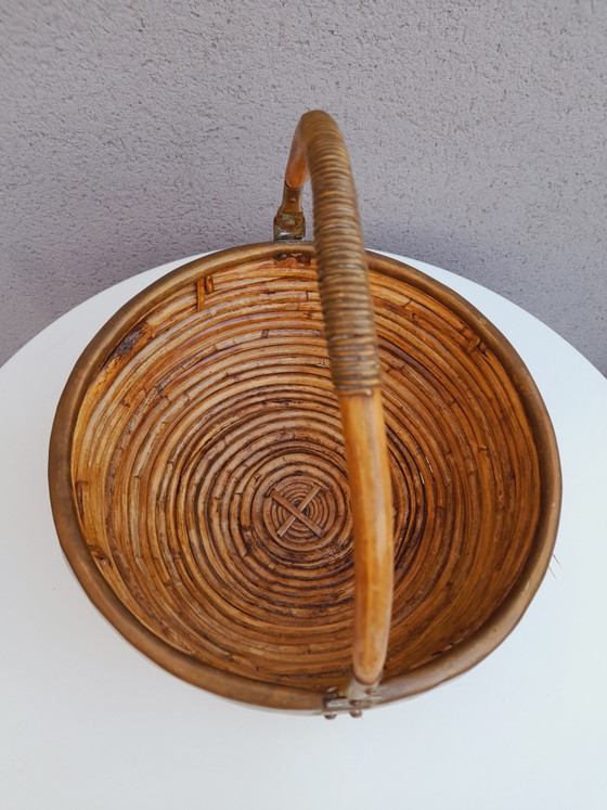 Cesto in rattan e ottone, 1970 – Oggetti decorativi, Brass (photo 8 of 12)