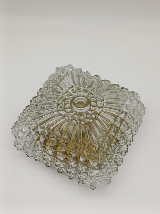 Plafoniera vintage, Illuminazione, Vetro, Metallo, Dorato (foto 5 di 10)