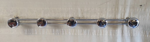 Vintage wall-mounted coat rack in chromed metal - mid-20th century