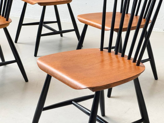 Image 1 of Set of 6 rare Fannet Chairs by Erik Fryklund for Hagafors, Sweden, 1950s