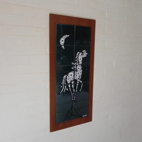 Image 1 of Quadro su piastrelle Immagine di un cavallo, 10 piastrelle, Adri, anni '60