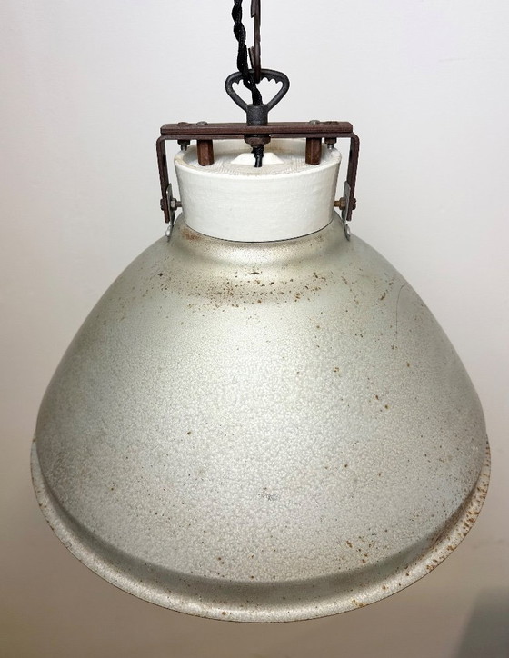 Image 1 of Grey Metal Industrial Factory Hanging Lamp, 1960s
