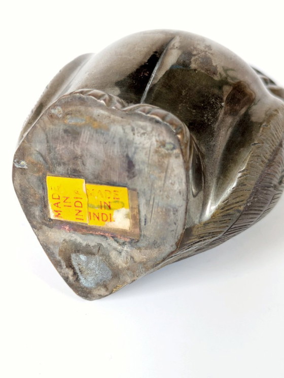 Image 1 of Statuetta vintage di gufo in metallo misto, ottone, bronzo, rame, artigianato indiano, anni '70