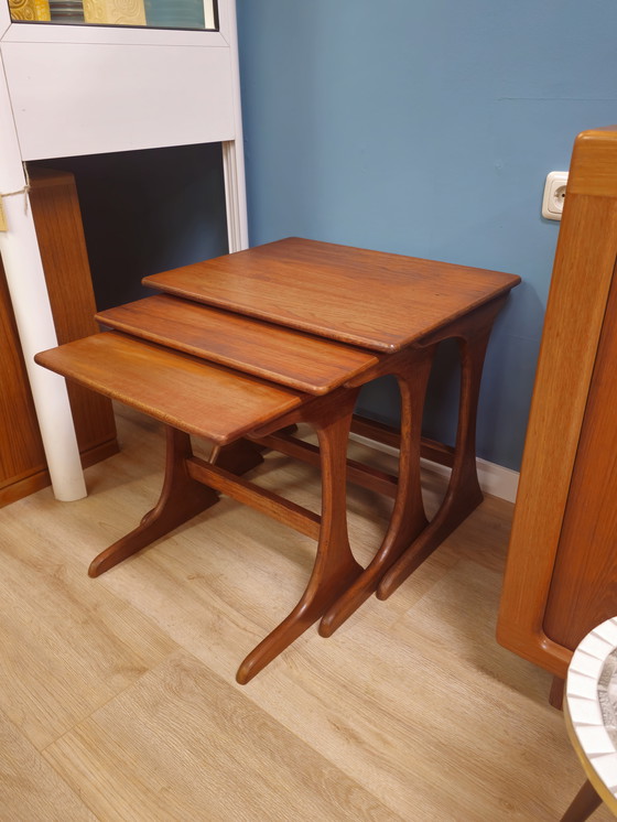 Image 1 of Vintage Teak Mimiset Nesting Bijzettafel Tafeltje 