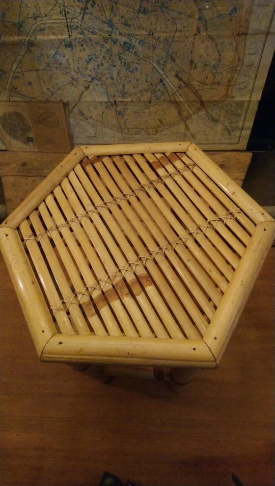 Beistelltisch, Hocker, Bambus-Pflanzenständer – Beistelltische, Bamboo, Vintage (photo 4 of 13)