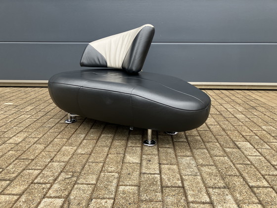 Image 1 of Leolux Kikko Chaise longue relax Senso pelle nera ZGAN!!!