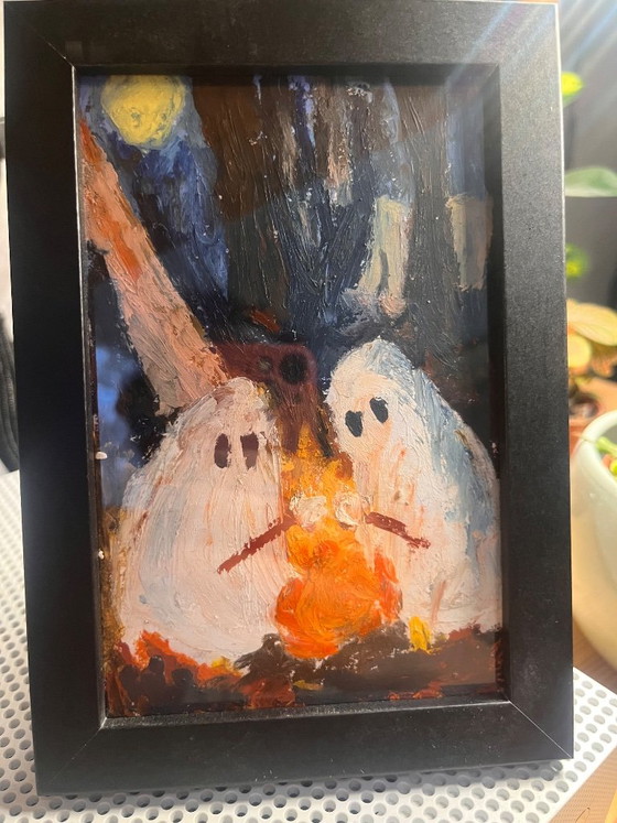 Free Souls at Camping Oil Pastel Painting – Paintings & Drawings, Paper, Glass (photo 5 of 5)