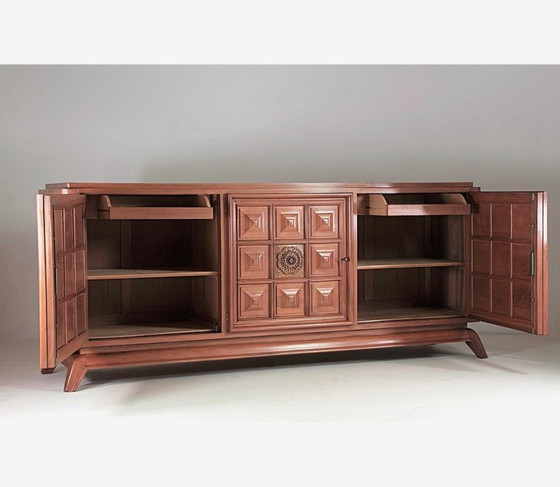 Grande Credenza Brutalista Francese con Pannelli Intagliati, Anni '40 – Credenze, Legno (photo 13 of 15)
