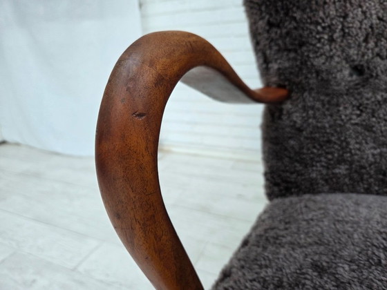 1960s, Danish armchair, reupholstered, genuine sheepskin. – Other (photo 14 of 22)