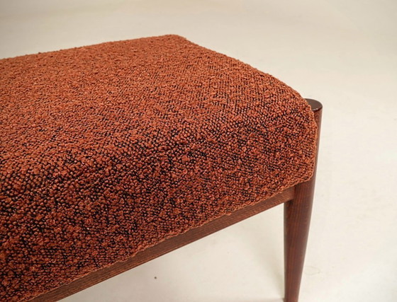 Image 1 of Pair de tabourets bouclé rustine et bois 