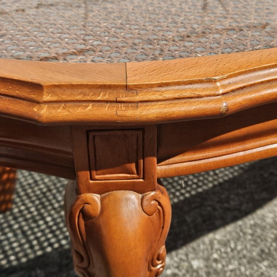Image 1 of Big Oval Cane Glas Coffee Table From The 70s