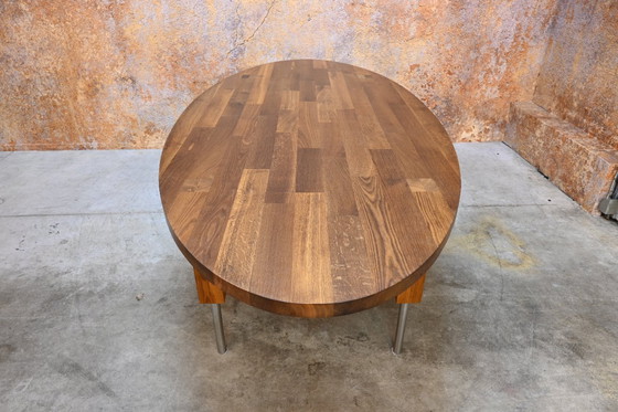 Image 1 of Grande tavolo ovale in legno firmato Pilat & Pilat Jelle.