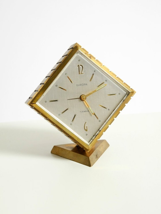 Image 1 of Rare, very beautiful small 1960s mechanical brass alarm clock table clock from Europa
