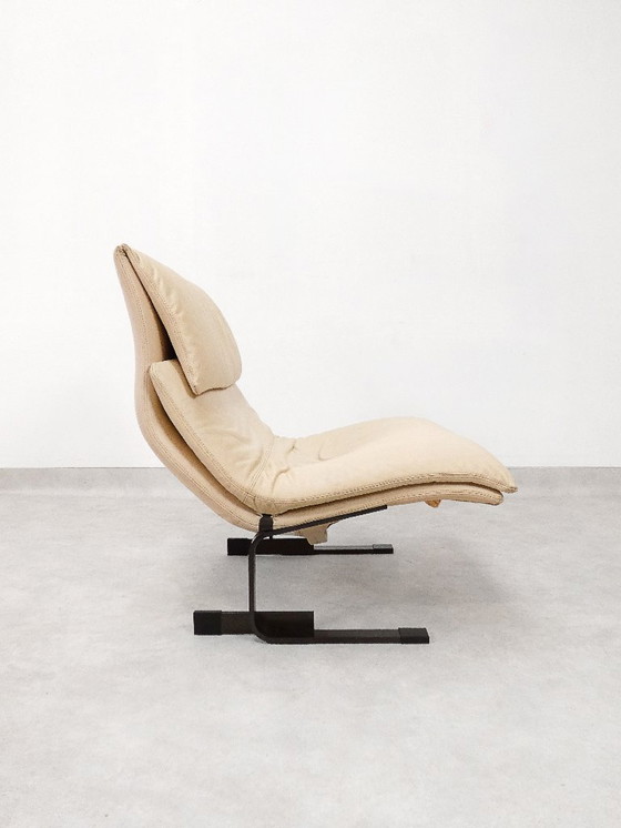 Image 1 of  Saporiti Onda Stuhl – cremefarbenes Leder 