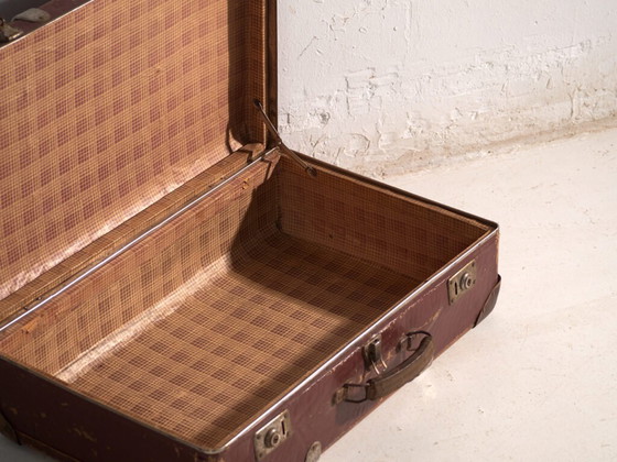 Antique travel suitcase in vulcanised fibre – Czechoslovakia, circa 1930 – Travel bags, Wood, Metal (photo 25 of 39)