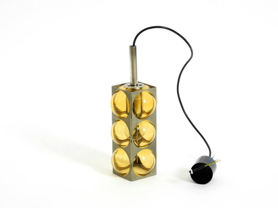 Image 1 of Beautiful 1960s Space Age pendant lamp by Temde made of glass and nickel-plated metal