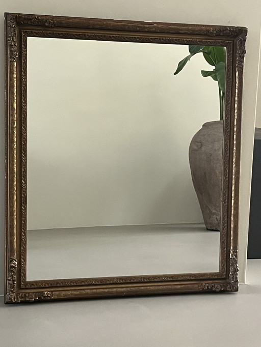 Large Old Wooden Mirror 80x90 cm