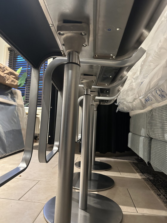 Image 1 of Ensemble de 4 tabourets de bar La Palma en acier inoxydable