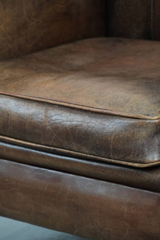 Image 1 of Mooie vintage schapenleren fauteuil/armchair met warme kleuren