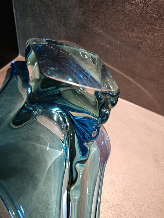 Image 1 of Coupe en turquoise du Val Saint Lambert.