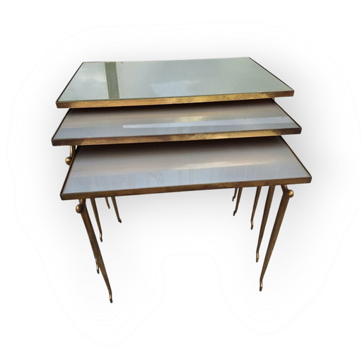 Brass vintage side set tables 1970