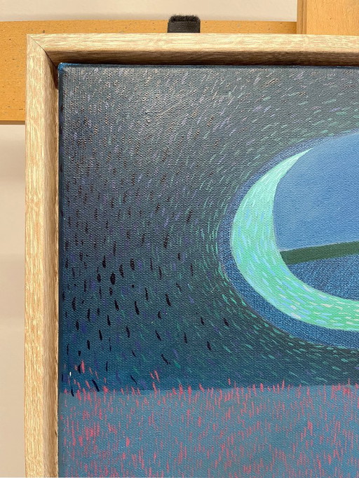 Dipinto originale, "FIGURINE 2", olio su tela, inclusa cornice, 53,5 cm x 43,5 cm