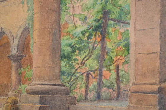 Emile Goussery (Francés) "El Claustro - Convento de las Ursulinas" Acuarela Firmada y Fechada 1938 (photo 8 of 12)