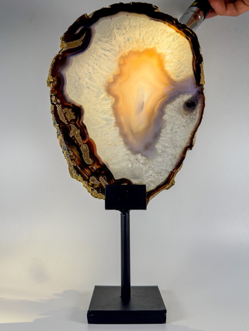 Exclusief - luxe agaat schijf op standaard