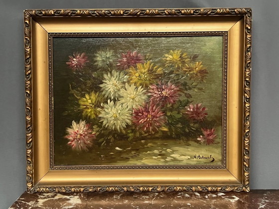 Paul Henry Schouten "Stilleven met bloemen". Olieverf op houten paneel. – Schilderijen & Tekeningen, Wood (photo 2 of 7)