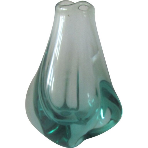 Vase vintage en métal et verre, Tchécoslovaquie 1960