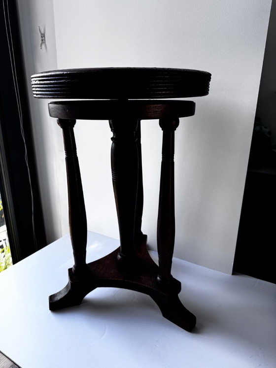 Tabouret de piano Art Déco en chêne massif, vers 1930 – Textile (photo 4 of 10)