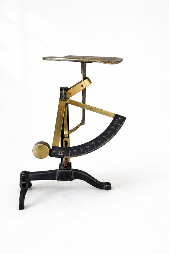 Image 1 of Antique German Postal Scale DRGM – Brass Letter Scale – Vintage Desk Office Accessory