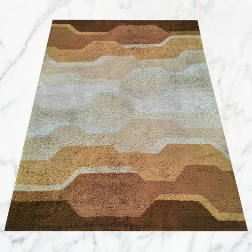 Italienischer Wollteppich im Mid-Century-Modern-Stil mit geometrischem Muster, 1970er Jahre