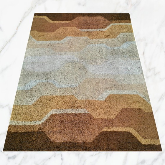 Image 1 of Italienischer Wollteppich im Mid-Century-Modern-Stil mit geometrischem Muster, 1970er Jahre