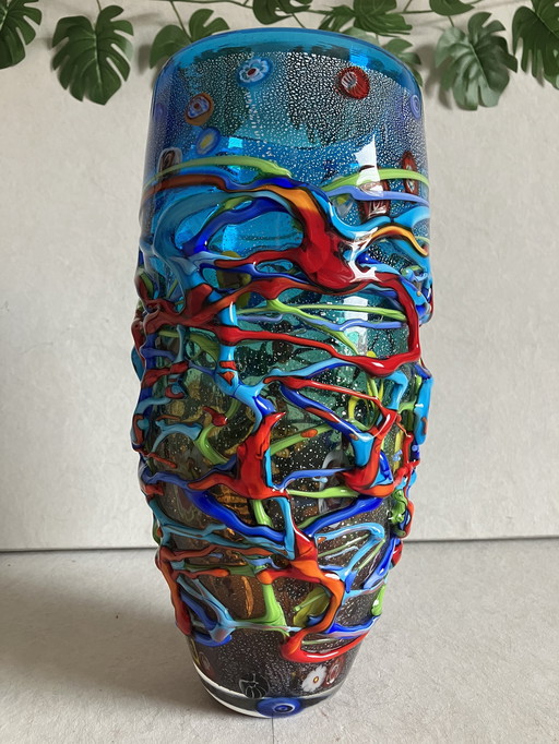 Glaskunst Kunstvaas Siervaas Met Glasfusie Murano Inspired