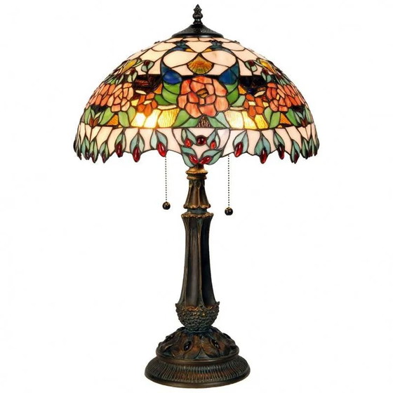 Lampada da tavolo Tiffany rotonda Rose, Lampade da tavolo, Cristallo, Vetro, Beige (foto 2 di 3)