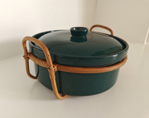 Arabia Finland Kilta Deckelschale mit Rattanhalter – servies, Ceramic