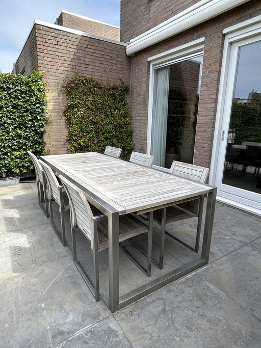 Beautiful Royal Botania garden set (6 pp) in stainless steel with teak