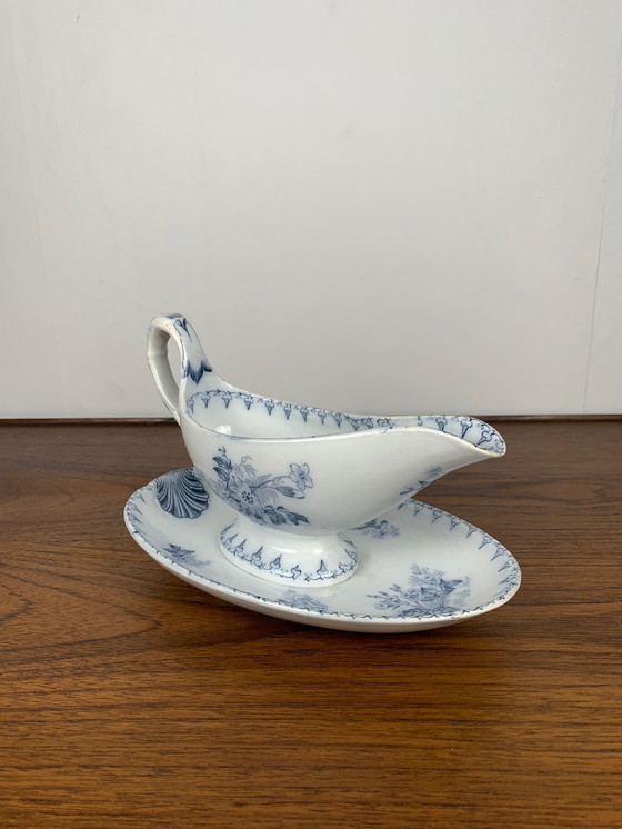 Image 1 of Sarreguemines U&C Flore Model Sauceboat, 19th Century