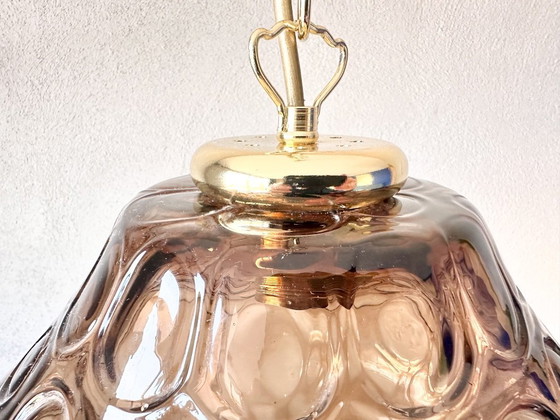 Image 1 of Vintage smoked glass pendant lamp
