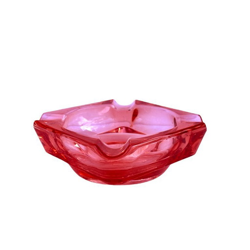 Red/salmon glass ashtray HSG Ząbkowice, Poland 1970s