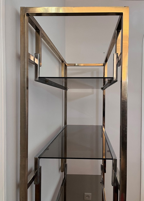 Image 1 of Vintage Chrome and Gold Bookcase by BelgoChrom, 1970s