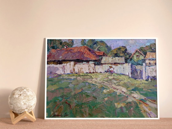 Pintura al Óleo Original Paisaje Rural Vida de Pueblo Verano Campo Día Soleado – Pinturas y dibujos, Canvas (photo 3 of 11)